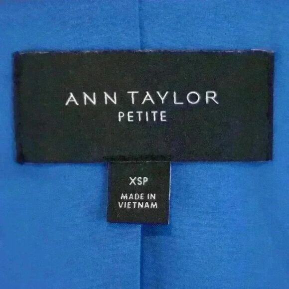 Ann Taylor Cobalt Blue Canvas Car Coat Button Front Cuffs Collar Size XS Petite - Picture 4 of 10